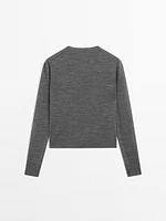 Knit wool blend sweater with crew neck