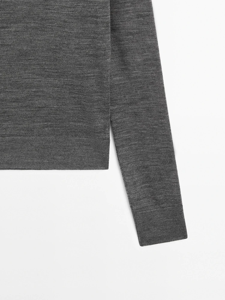 Knit wool blend sweater with crew neck