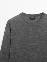 Knit wool blend sweater with crew neck
