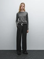 Knit wool blend sweater with crew neck