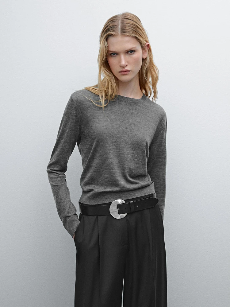 Knit wool blend sweater with crew neck