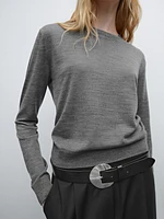Knit wool blend sweater with crew neck