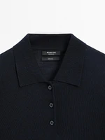 100% wool polo collar sweater with buttons