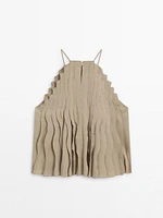 Wavy pleated halter top