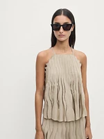 Wavy pleated halter top