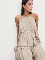 Wavy pleated halter top