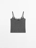 Lace-trimmed camisole top