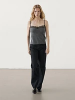 Lace-trimmed camisole top