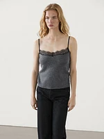 Lace-trimmed camisole top