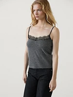 Lace-trimmed camisole top