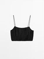 Creased-effect bandeau top