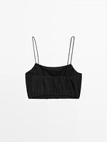 Creased-effect bandeau top