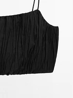 Creased-effect bandeau top