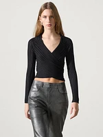 Textured top with a wrap neckline