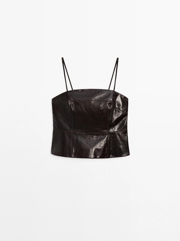 Strappy patent leather top