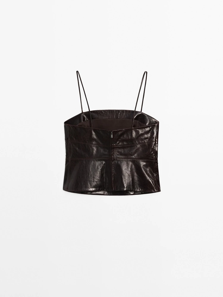 Strappy patent leather top