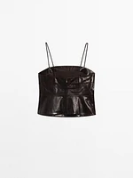 Strappy patent leather top