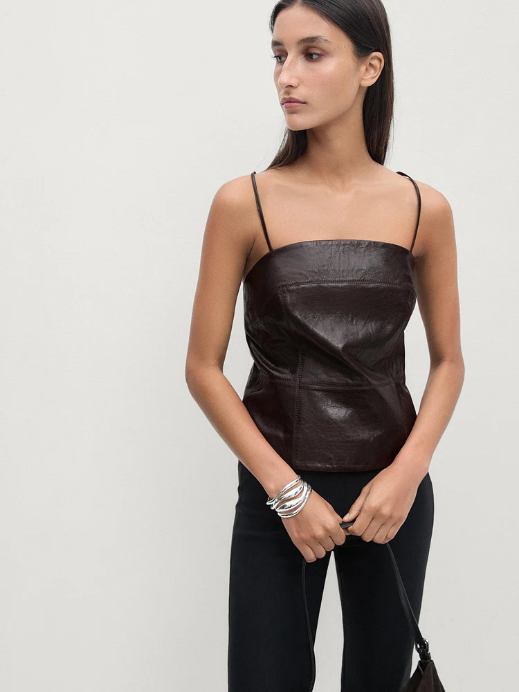 Strappy patent leather top