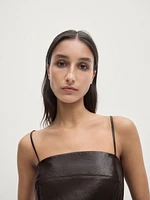 Strappy patent leather top