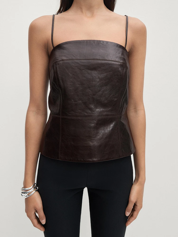 Strappy patent leather top