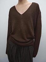 100% linen knit V-neck sweater