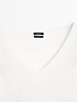 100% linen knit V-neck sweater