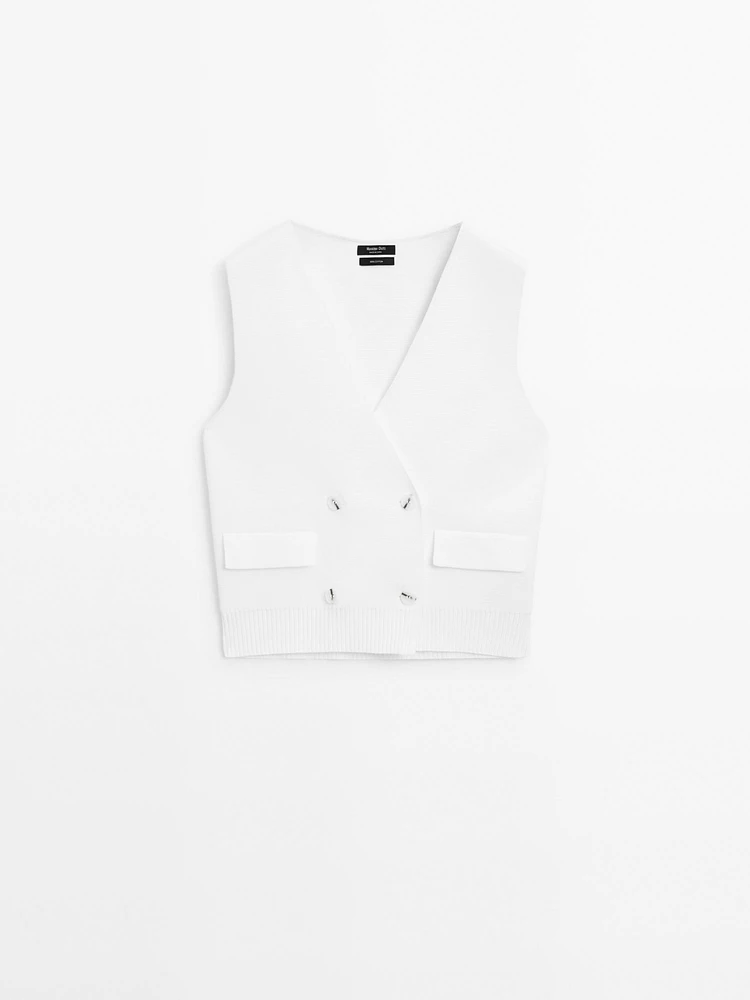 Double button Milano knit vest