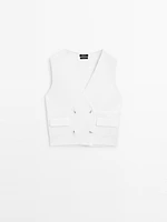 Double button Milano knit vest