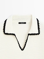 Pull polo en maille crochet