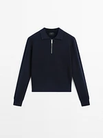 Milano knit sweater with polo collar and zip