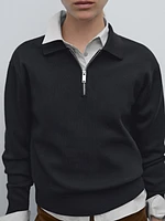 Milano knit sweater with polo collar and zip