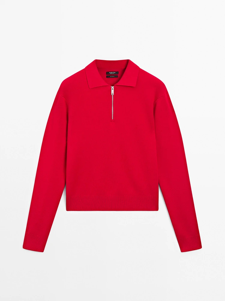 Pull en maille Milano à col polo et fermeture Éclair