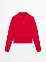 Pull en maille Milano à col polo et fermeture Éclair