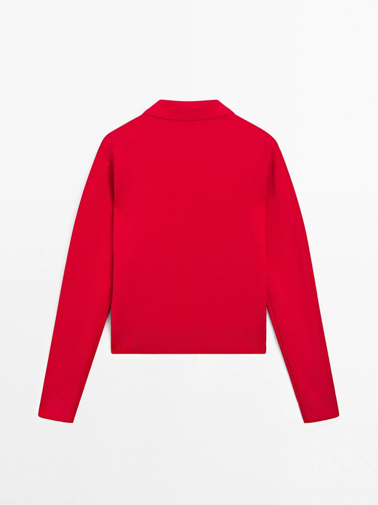 Pull en maille Milano à col polo et fermeture Éclair