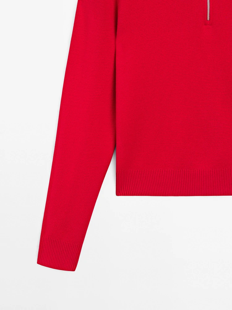 Pull en maille Milano à col polo et fermeture Éclair