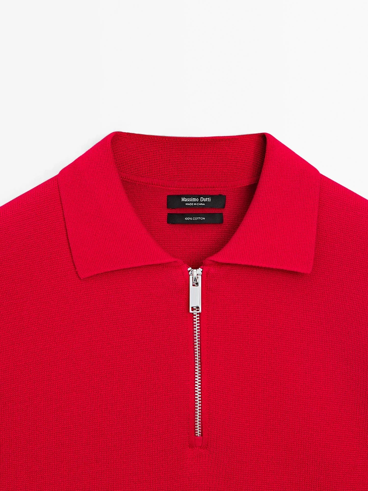 Pull en maille Milano à col polo et fermeture Éclair