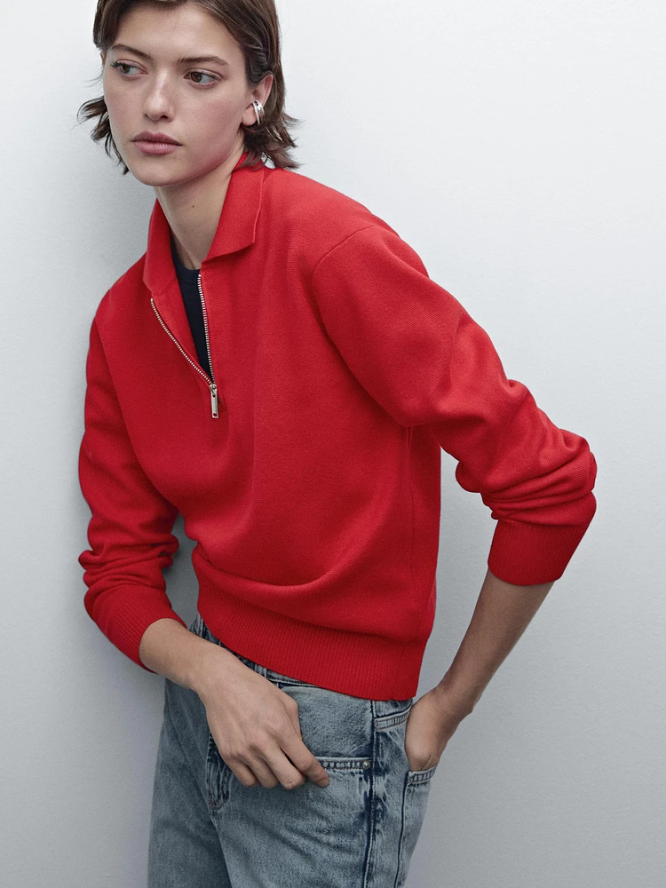 Pull en maille Milano à col polo et fermeture Éclair