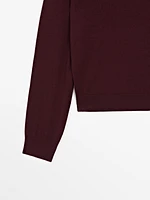 Cotton blend knit polo sweater