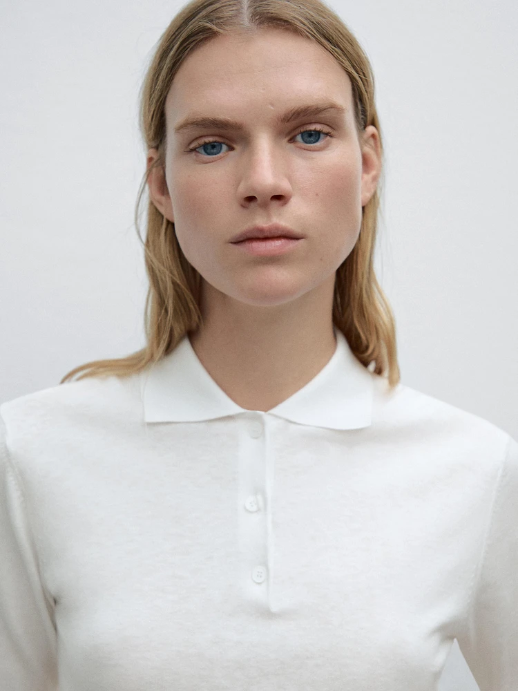 Short sleeve polo sweater