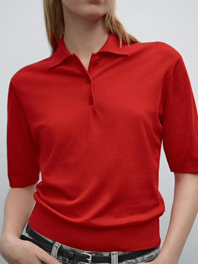 Short sleeve polo sweater