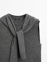 Wool blend vest with sweater