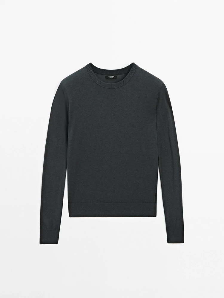Cotton blend knit sweater