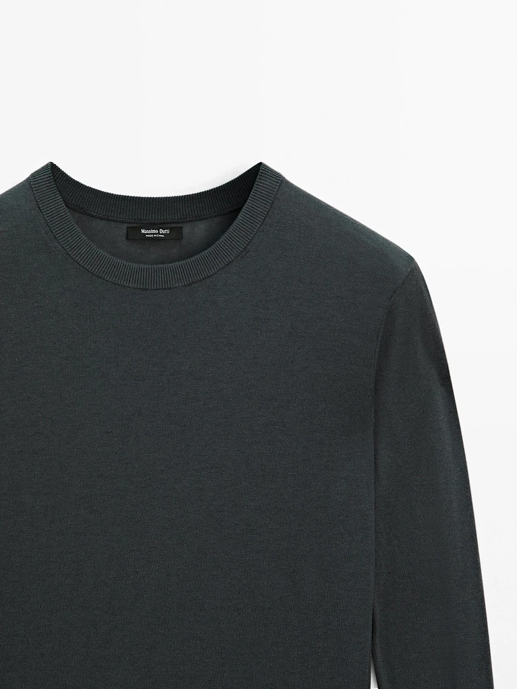 Cotton blend knit sweater
