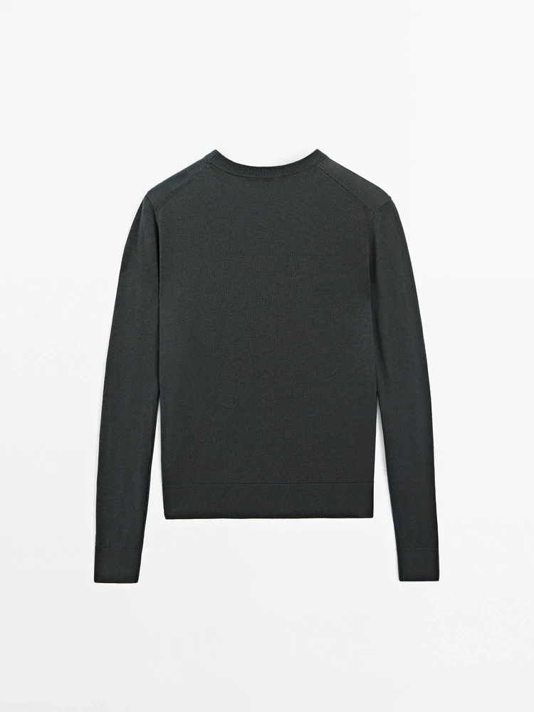Cotton blend knit sweater