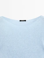 Linen blend cutwork sweater