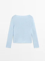 Linen blend cutwork sweater