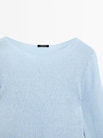 Linen blend cutwork sweater