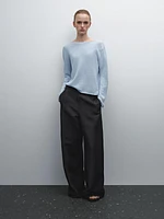 Linen blend cutwork sweater