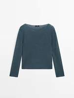 Pull en maille ajourée de coton mélang