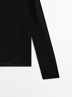 Linen blend cutwork sweater